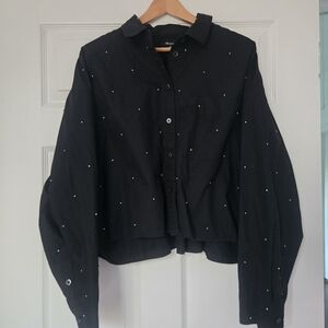 Madewell Black Button-Down Shirt with White Dots
